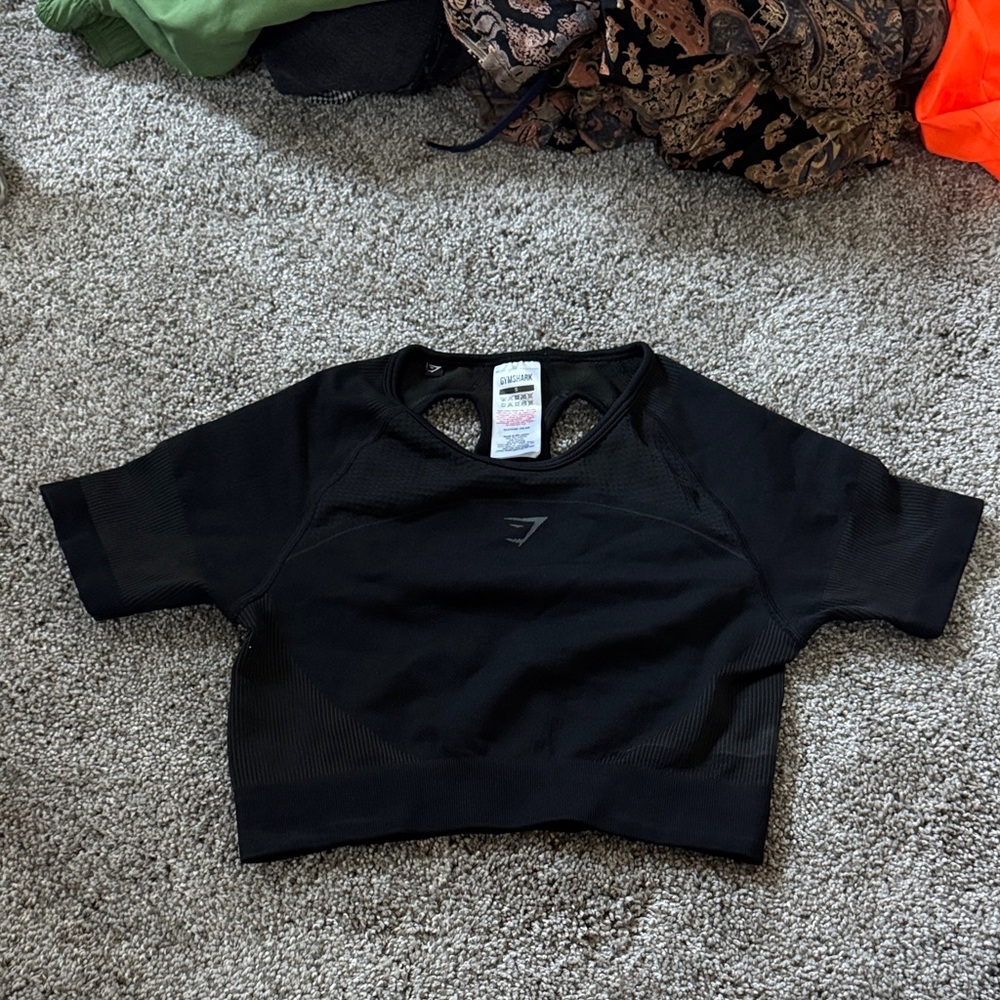 Gymshark Black Kids Short Sleeve Crop Top